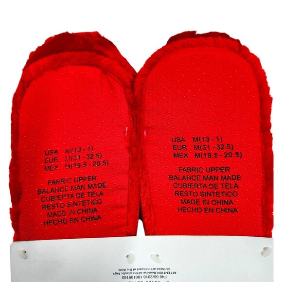 DanDee Kid's Santa Slippers Red Fuzzy Plush Size Medium (13-1) NEW - Picture 6 of 7